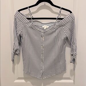 Becaal Blue and White Striped Blouse